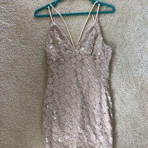 Forever 21 Nude Sequin Dress (Size S)